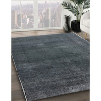 Mid-Century Modern Charcoal Blue Oriental Rug, urb3067