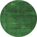 Round Oriental Emerald Green Industrial Rug, urb3067emgrn