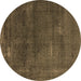 Round Machine Washable Oriental Brown Industrial Rug, wshurb3067brn