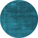 Round Oriental Light Blue Industrial Rug, urb3067lblu