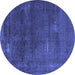 Round Machine Washable Oriental Blue Industrial Rug, wshurb3067blu