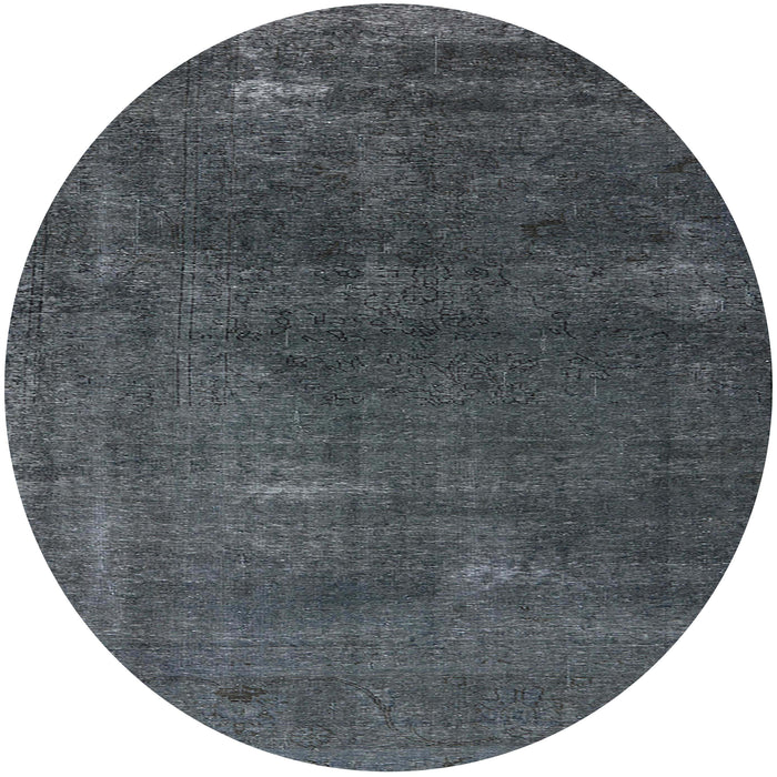 Round Machine Washable Industrial Modern Charcoal Blue Rug, wshurb3067