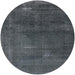 Round Machine Washable Industrial Modern Charcoal Blue Rug, wshurb3067