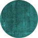 Round Oriental Turquoise Industrial Rug, urb3067turq