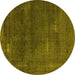 Round Oriental Yellow Industrial Rug, urb3067yw