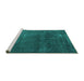 Sideview of Machine Washable Oriental Turquoise Industrial Area Rugs, wshurb3067turq