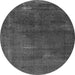 Round Machine Washable Oriental Gray Industrial Rug, wshurb3067gry