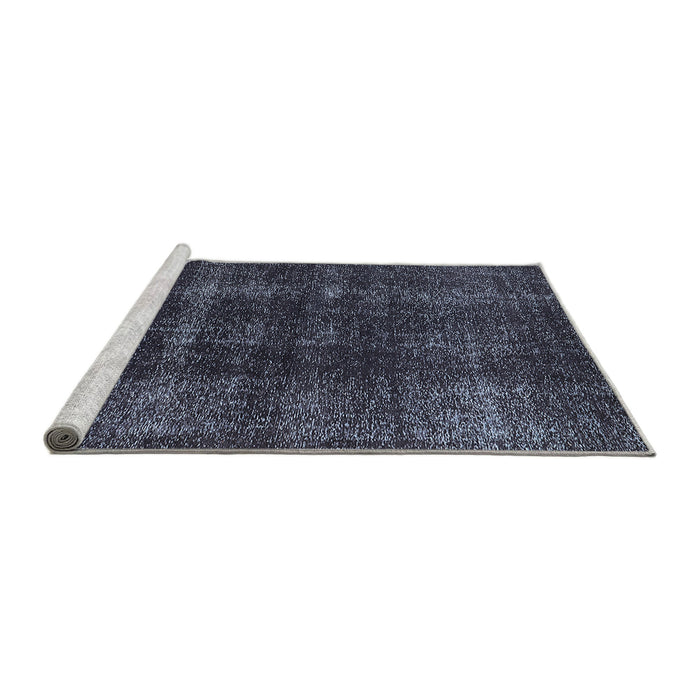 Sideview of Machine Washable Industrial Modern Slate Blue Grey Blue Rug, wshurb3068