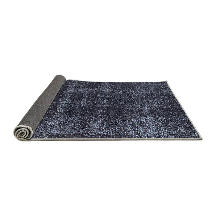 Sideview of Mid-Century Modern Slate Blue Grey Oriental Rug, urb3068