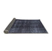 Sideview of Mid-Century Modern Slate Blue Grey Oriental Rug, urb3068