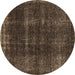 Round Machine Washable Oriental Brown Industrial Rug, wshurb3068brn