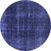 Round Oriental Blue Industrial Rug, urb3068blu