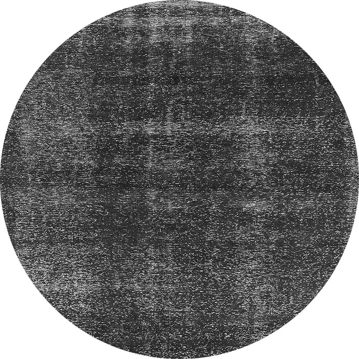 Round Machine Washable Oriental Gray Industrial Rug, wshurb3068gry