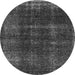 Round Machine Washable Oriental Gray Industrial Rug, wshurb3068gry