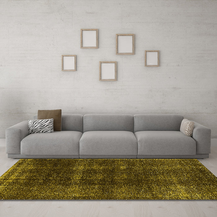 Machine Washable Oriental Yellow Industrial Rug in a Living Room, wshurb3068yw
