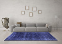 Machine Washable Oriental Blue Industrial Rug, wshurb3068blu