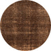 Round Machine Washable Oriental Orange Industrial Area Rugs, wshurb3068org