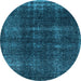 Round Oriental Light Blue Industrial Rug, urb3068lblu