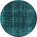 Round Oriental Turquoise Industrial Rug, urb3068turq