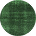 Round Oriental Emerald Green Industrial Rug, urb3068emgrn