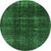 Round Oriental Green Industrial Rug, urb3068grn