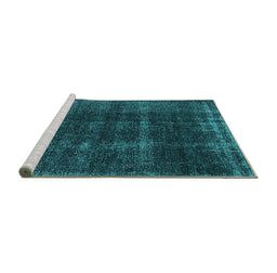 Sideview of Machine Washable Oriental Turquoise Industrial Area Rugs, wshurb3068turq