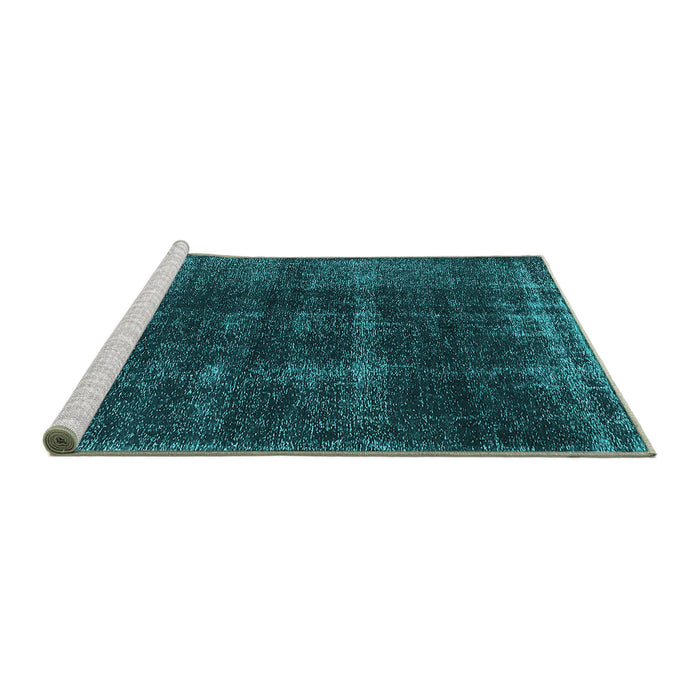 Sideview of Machine Washable Oriental Turquoise Industrial Area Rugs, wshurb3068turq