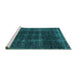 Sideview of Machine Washable Oriental Turquoise Industrial Area Rugs, wshurb3068turq