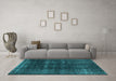 Machine Washable Oriental Turquoise Industrial Area Rugs in a Living Room,, wshurb3068turq