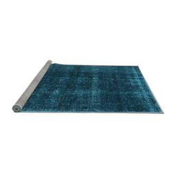 Sideview of Machine Washable Oriental Light Blue Industrial Rug, wshurb3068lblu