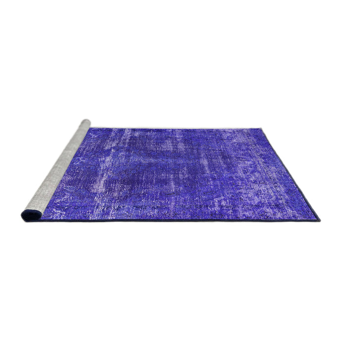 Sideview of Machine Washable Industrial Modern Blue Rug, wshurb3069