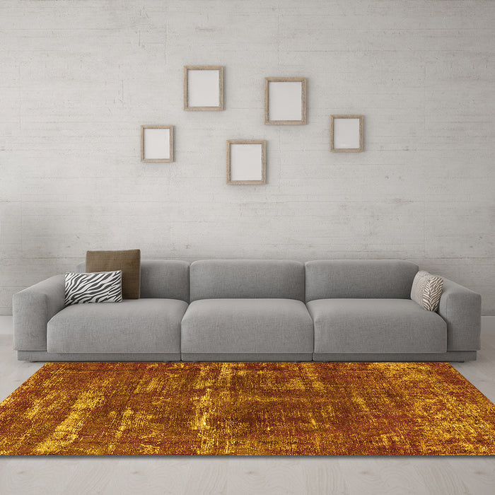 Machine Washable Oriental Yellow Industrial Rug in a Living Room, wshurb3069yw