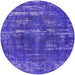 Round Machine Washable Industrial Modern Blue Rug, wshurb3069