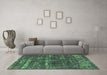 Machine Washable Oriental Green Industrial Area Rugs in a Living Room,, wshurb3069grn