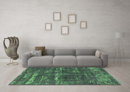 Machine Washable Oriental Green Industrial Area Rugs in a Living Room,, wshurb3069grn