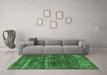 Machine Washable Oriental Emerald Green Industrial Area Rugs in a Living Room,, wshurb3069emgrn