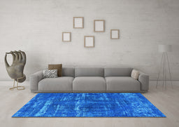 Machine Washable Oriental Light Blue Industrial Rug in a Living Room, wshurb3069lblu