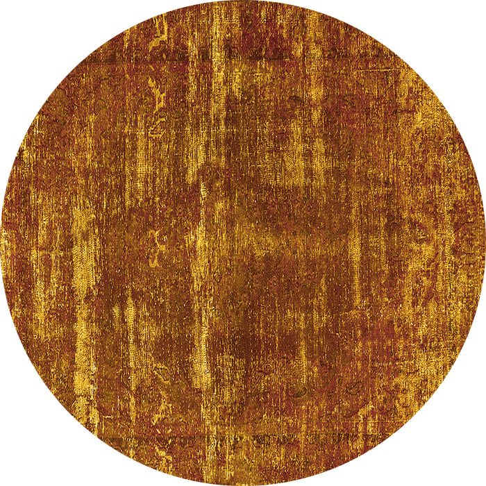 Round Oriental Yellow Industrial Rug, urb3069yw