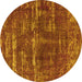 Round Oriental Yellow Industrial Rug, urb3069yw