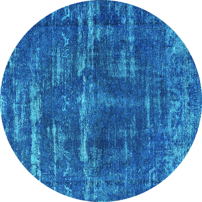 Round Oriental Turquoise Industrial Rug, urb3069turq