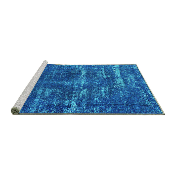 Sideview of Machine Washable Oriental Turquoise Industrial Area Rugs, wshurb3069turq