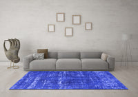 Machine Washable Oriental Blue Industrial Rug, wshurb3069blu