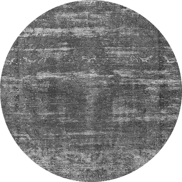 Round Machine Washable Oriental Gray Industrial Rug, wshurb3069gry