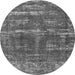 Round Machine Washable Oriental Gray Industrial Rug, wshurb3069gry