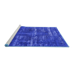 Sideview of Machine Washable Oriental Blue Industrial Rug, wshurb3069blu