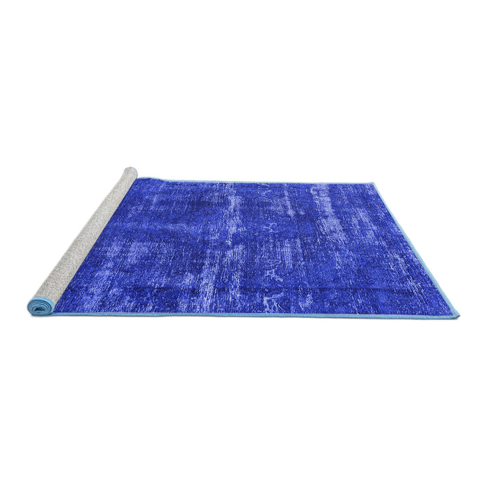 Sideview of Machine Washable Oriental Blue Industrial Rug, wshurb3069blu
