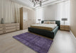 Mid-Century Modern Purple Oriental Rug in a Bedroom, urb3070