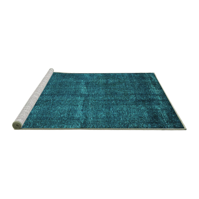 Sideview of Machine Washable Oriental Turquoise Industrial Area Rugs, wshurb3070turq