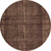 Round Oriental Brown Industrial Rug, urb3070brn