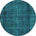 Round Oriental Turquoise Industrial Rug, urb3070turq